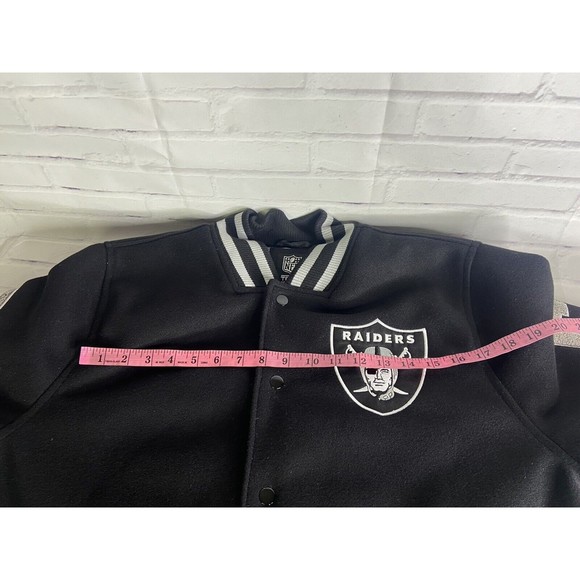 Ultra Game NFL Las Vegas Raiders Mens Varsity Coaches Snap Up Jacket Coat Size L - Picture 8 of 13